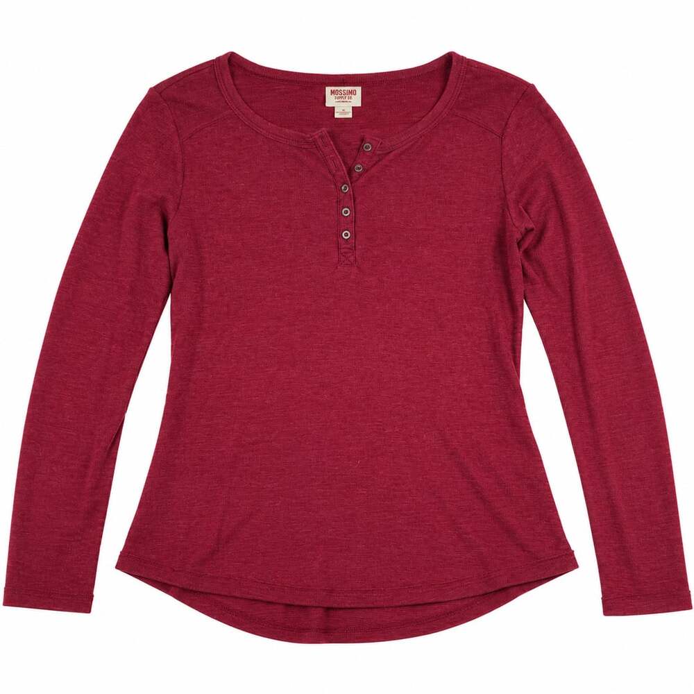 Mossimo Supply Co. Long Sleeve Henley Size L Red Ribbed Button Up Top